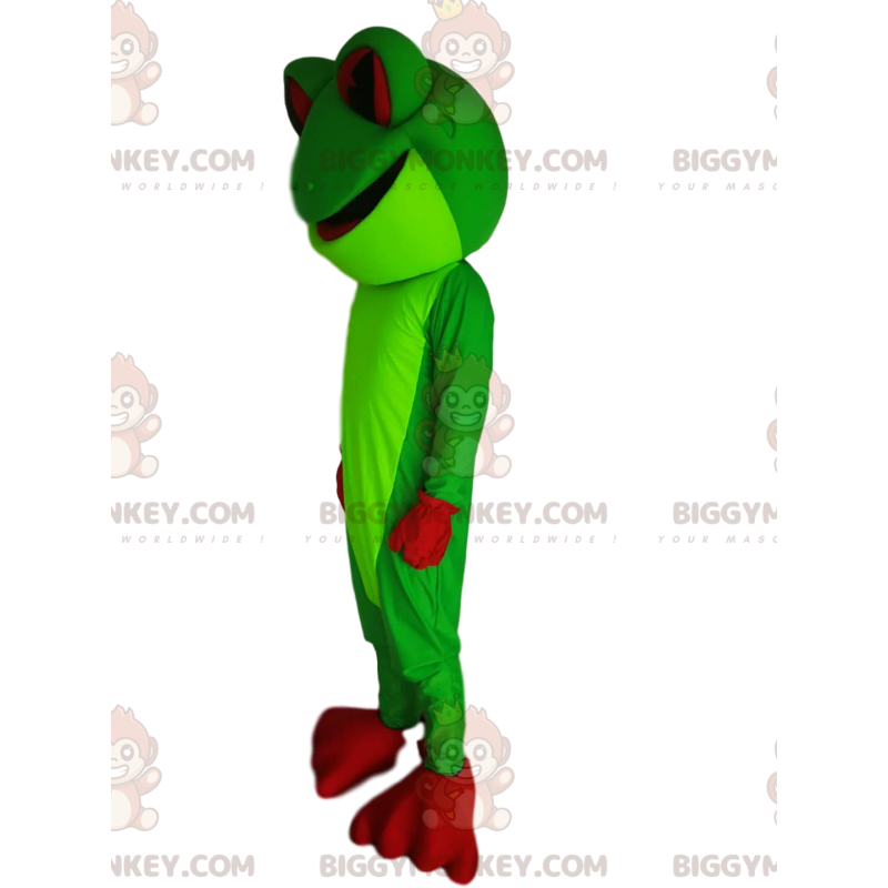 Macotte de grenouille verte fluo avec des yeux et des pettes Macotte de grenouille verte fluo avec des yeux et des pettes