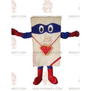 Costume de mascotte BIGGYMONKEY™ de matelas avec un bandeau bleu sur les  yeux!