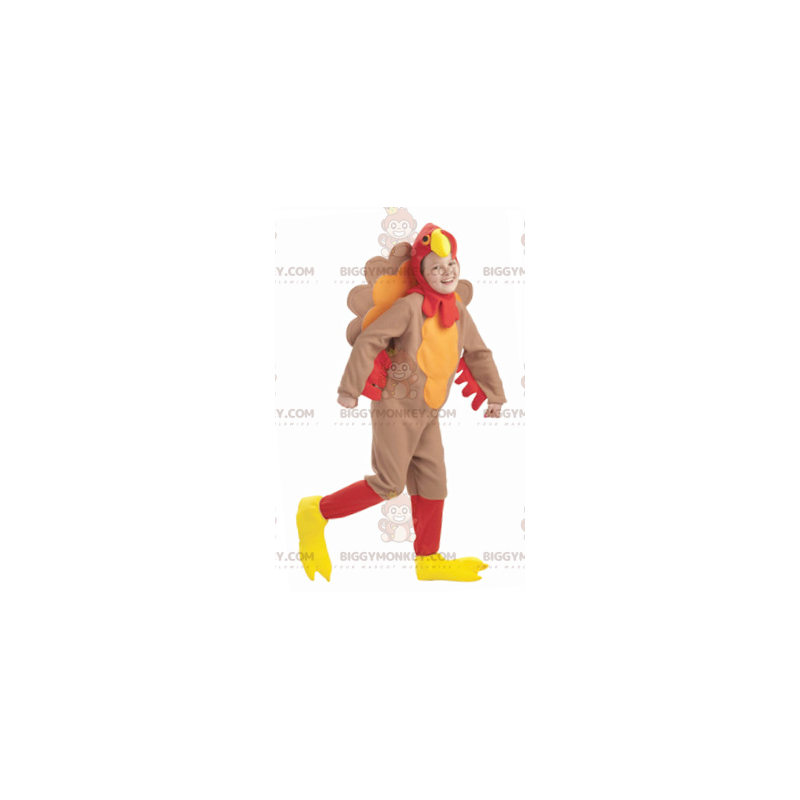 BIGGYMONKEY™ Brown Red and Yellow Turkey Mascot Costume - BIGGYMONKEY™ Brown Red and Yellow Turkey Mascot Costume -