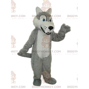 Στολή μασκότ Big Teeth Grey and White Wolf BIGGYMONKEY™ -