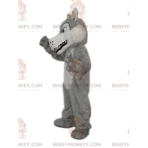 Στολή μασκότ Big Teeth Grey and White Wolf BIGGYMONKEY™ -