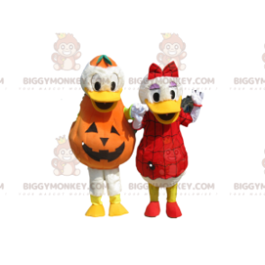 Donald and Daisy BIGGYMONKEY™ Mascot Costume Duo with Halloween Outfit - Mascots famous people - BiggyMonkey.com