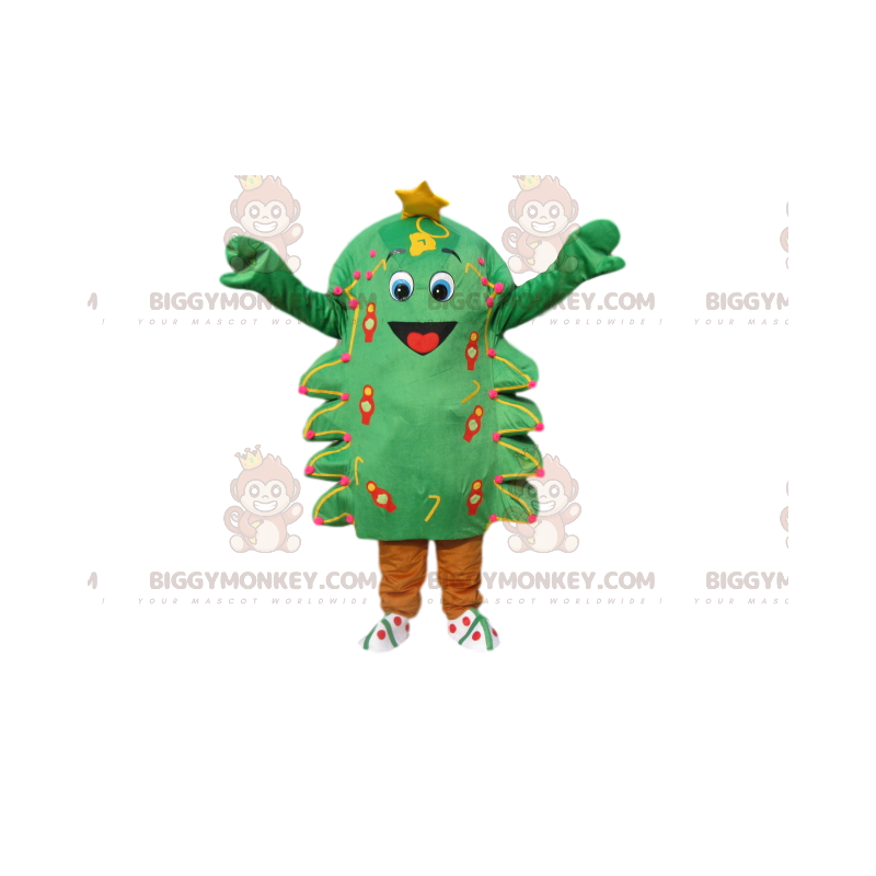 Very Happy Little Green Tree With Star BIGGYMONKEY™ Mascot