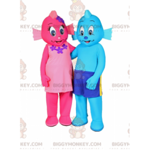 Blue and Pink BIGGYMONKEY™ Mascot Costume Duo - Biggymonkey.com