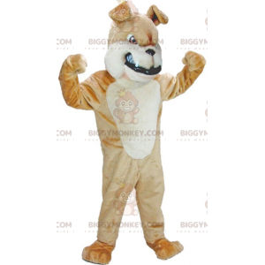 Hårdt udseende brun og hvid hund BIGGYMONKEY™ maskotkostume -