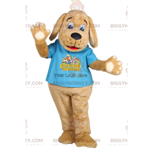 BIGGYMONKEY™ adorable smiling puppy mascot costume with blue