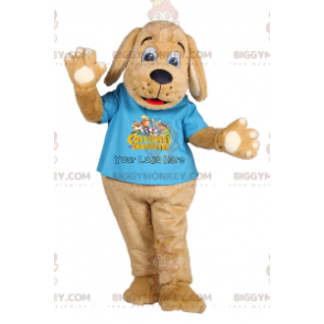 BIGGYMONKEY™ adorable smiling puppy mascot costume with blue
