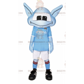 BIGGYMONKEY™ Blaues Alien-Maskottchen-Kostüm mit langen Ohren
