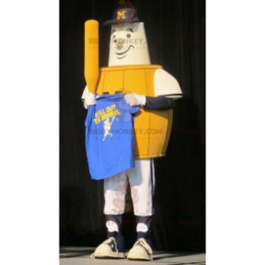 Wooden Barrel Dressed Snowman BIGGYMONKEY™ Mascot Costume -