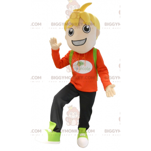 Little Blonde School Boy BIGGYMONKEY™ Mascot Costume -