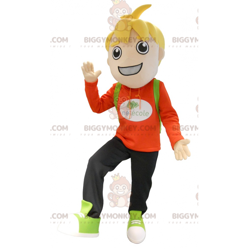 Κοστούμι μασκότ Little Blonde School Boy BIGGYMONKEY™ - Μασκότ για αγόρια και κορίτσια - BIGGYMONKEY_0179 - BiggyMonkey.com