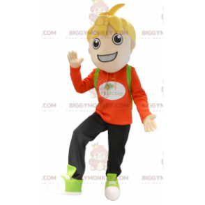 Kostým malého blonďatého školáka BIGGYMONKEY™ maskota –