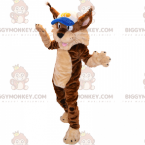 Animal BIGGYMONKEY™ maskotkostyme - gaupe med lue - Tiger maskoter - BIGGYMONKEY_014718 - BiggyMonkey.com