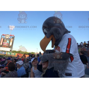 BIGGYMONKEY™ Mascot Costume of Gray Eagle in White and Orange