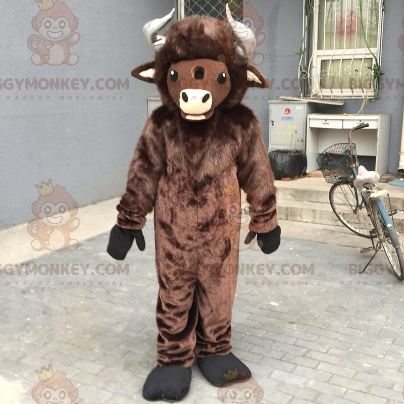 BIGGYMONKEY™ Farm Animal -maskottiasu - Buffalo - Lehmän maskotit - BIGGYMONKEY_014753 - BiggyMonkey.com