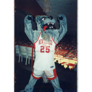 BIGGYMONKEY™ Maskottchenkostüm Grauer Wolf in Sportbekleidung -