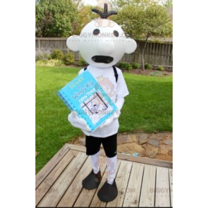 Costume de mascotte BIGGYMONKEY™ de bonhomme blanc d'écolier