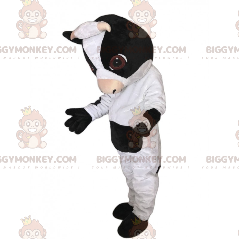 BIGGYMONKEY™ Farm Animal Mascot Kostuum - Koe met kleine hoorns BIGGYMONKEY™ Farm Animal Mascot Kostuum - Koe met kleine hoorns
