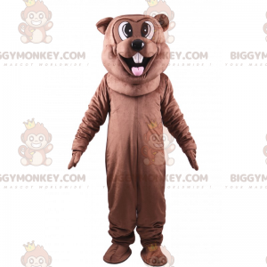 BIGGYMONKEY™ Disfraz de mascota de castor marrón sacando la