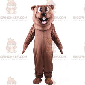 Στολή μασκότ BIGGYMONKEY™ Brown Beaver που βγάζει τη γλώσσα -