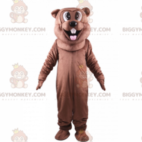 BIGGYMONKEY™ Brown Beaver Sticking Out Tongue Mascot Costume -