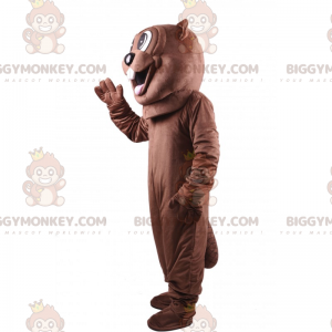 BIGGYMONKEY™ Brown Beaver Sticking Out Tongue Mascot Costume -