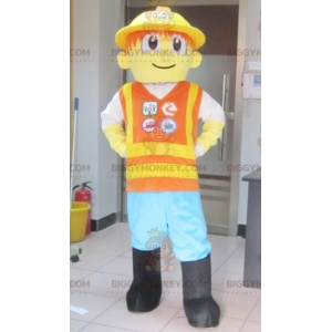 Żółto-pomarańczowy kolorowy kostium maskotki Playmobil Lego