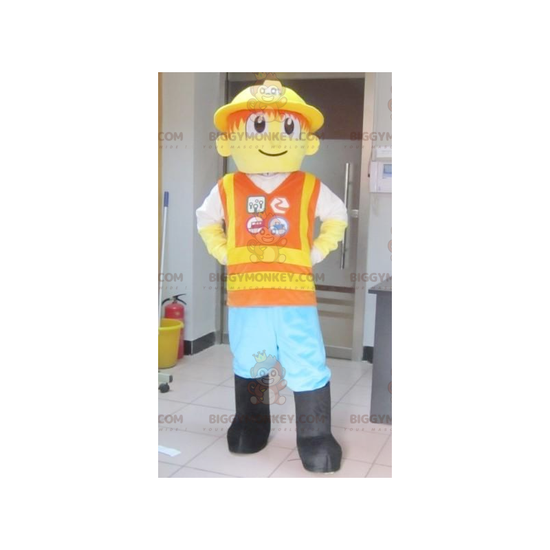 Gul och orange färgglad Playmobil Lego BIGGYMONKEY™ maskotdräkt