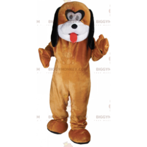 Anpassbares braunes, weißes und schwarzes Hunde-BIGGYMONKEY™-Maskottchen-Kostüm - Hundemaskottchen - BiggyMonkey.com