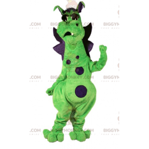 Cute and Colorful Green and Purple Dragon BIGGYMONKEY™ Mascot