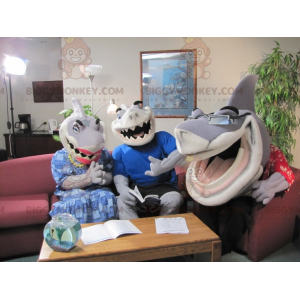 3 very expressive and funny BIGGYMONKEY™s gray and white shark