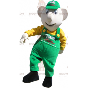 BIGGYMONKEY™ Snowman Mascot Costume with Cap and Overalls -