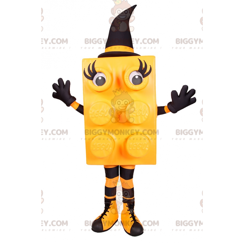 Lego Brick BIGGYMONKEY™ mascottekostuum - gele heks - Mascottes beroemde mensen - BIGGYMONKEY_014893 - BiggyMonkey.com