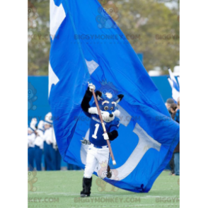 Blue and White Fox BIGGYMONKEY™ Mascot Costume In Sportswear -