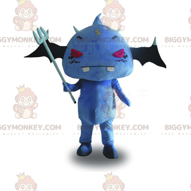 Traje de mascote de morcego azul e olhos vermelhos BIGGYMONKEY™ Traje de mascote de morcego azul e olhos vermelhos BIGGYMONKEY™