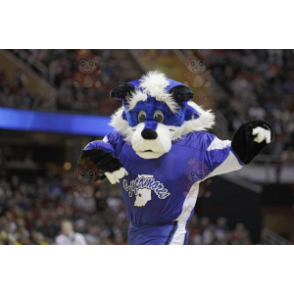 Blue and White Fox BIGGYMONKEY™ Mascot Costume In Sportswear –