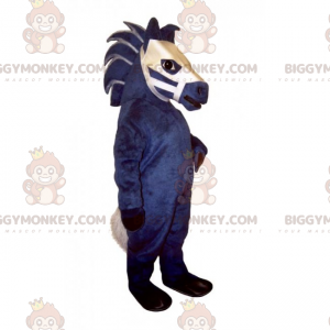 BIGGYMONKEY™ Blau-weißes Pferd Maskottchen-Kostüm -