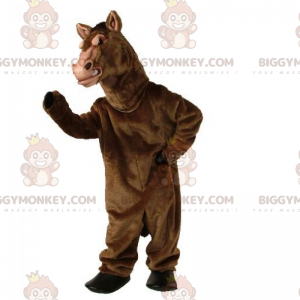 Traje de mascote de cavalo brilhante marrom BIGGYMONKEY™ –