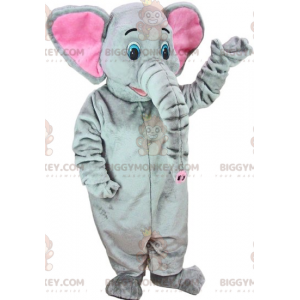 Kostým maskota BIGGYMONKEY™ Blue Eyed Grey and Pink Elephant –