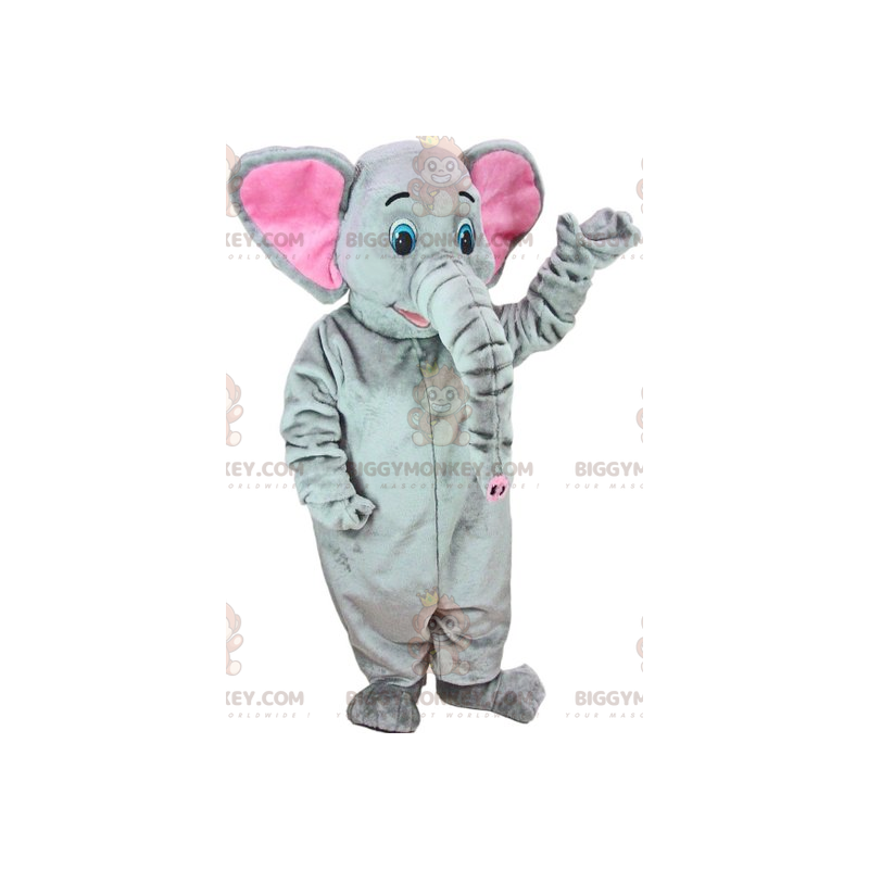 BIGGYMONKEY™ Blue Eyed grå och rosa elefantmaskotdräkt - BIGGYMONKEY™ Blue Eyed grå och rosa elefantmaskotdräkt -