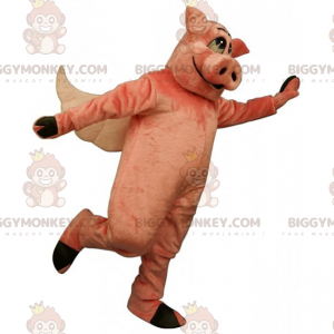 BIGGYMONKEY™ Schweine-Maskottchen-Kostüm mit Flügeln -
