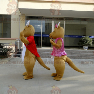 BIGGYMONKEY™ Känguru-Maskottchen-Kostüm für Paare -