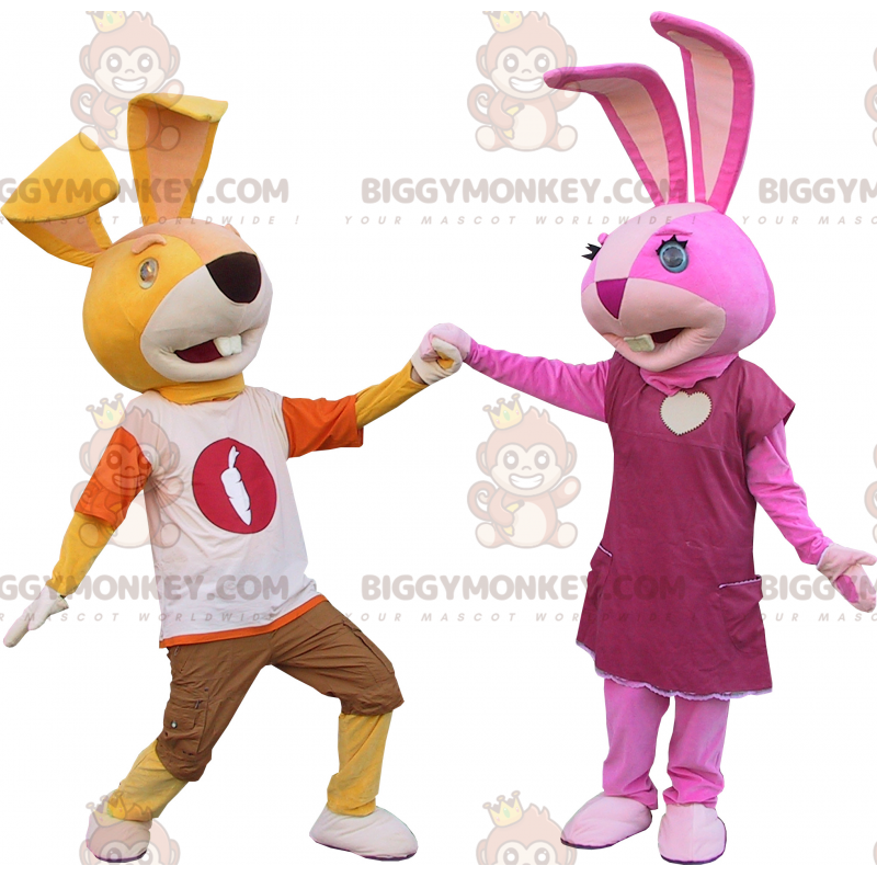 Fantasia de mascote de casal de coelhos BIGGYMONKEY™ –