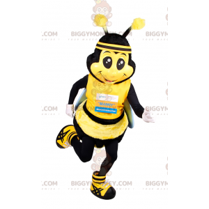 Costume de mascotte BIGGYMONKEY™ d'abeille en tenue de course -