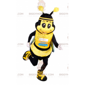 Biene BIGGYMONKEY™ Maskottchen-Kostüm im Rennfahrer-Outfit -