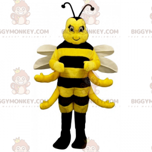 BIGGYMONKEY™ Lindo disfraz de mascota de abeja con alas blancas