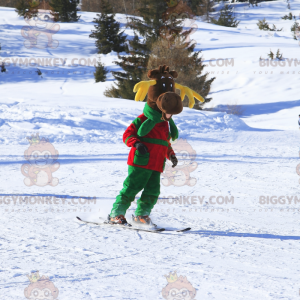 BIGGYMONKEY™ Mascot Costume Brown Reindeer with Yellow Antlers