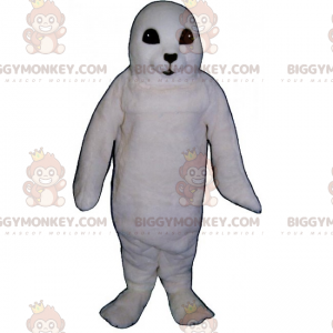 Bonito Traje de Mascote BIGGYMONKEY™ de Leão Marinho Branco –