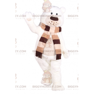Traje de mascote de urso polar fofo BIGGYMONKEY™ com lenço –