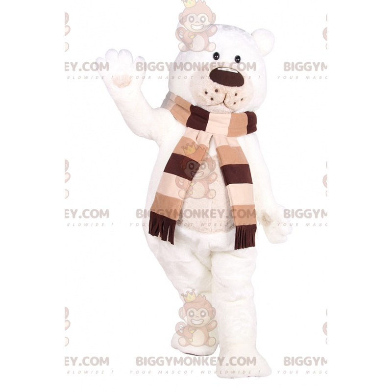 Traje de mascote de urso polar fofo BIGGYMONKEY™ com lenço –